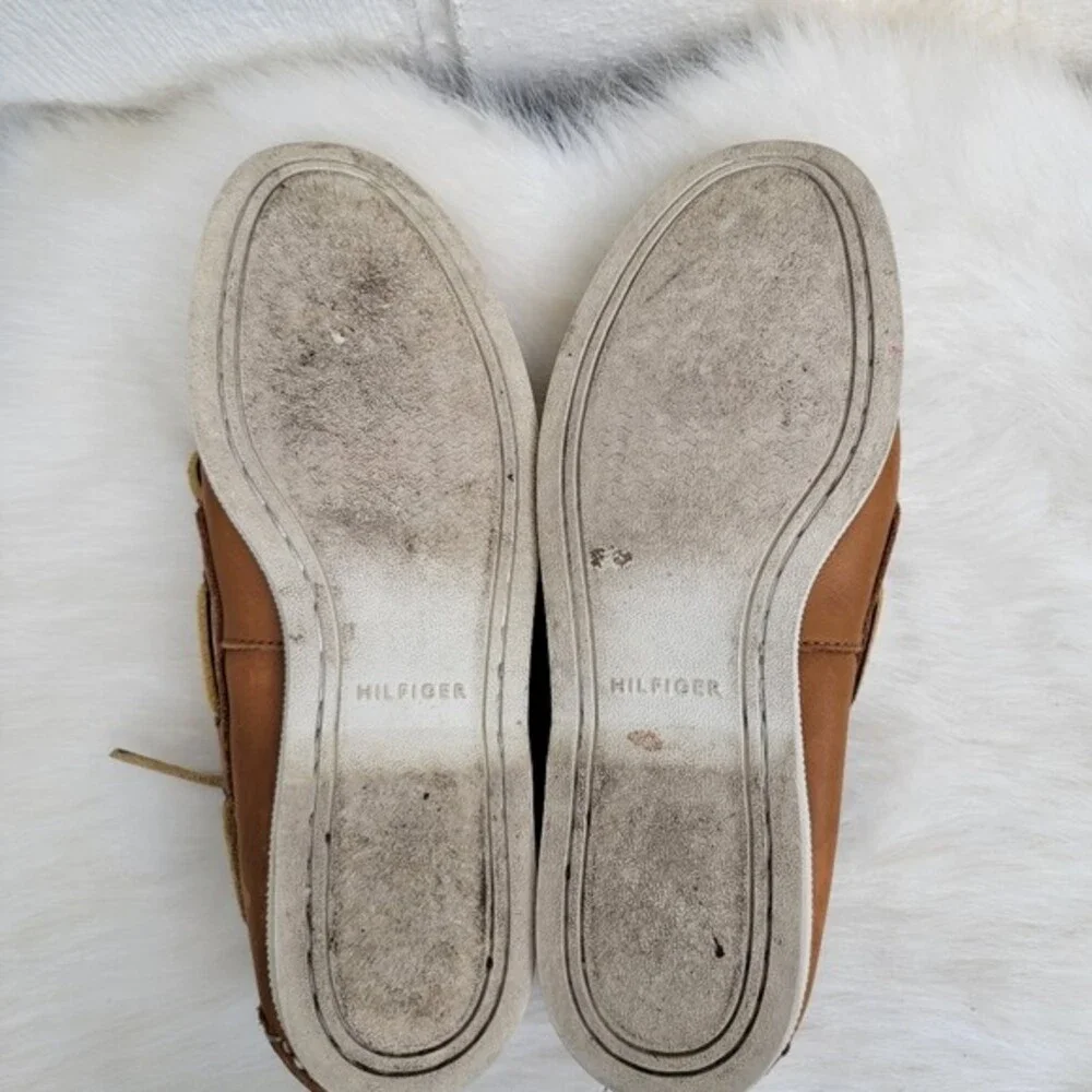 mens tommy Hilfiger leather lace up boat shoes sz 8.5